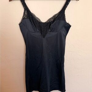 Black Lace Trim Slip Dress